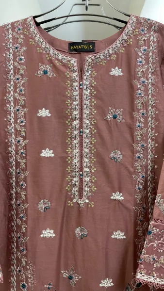 Pakistani Original Hayat's Cotton Stitched 3Pcs _ Mauve Pink